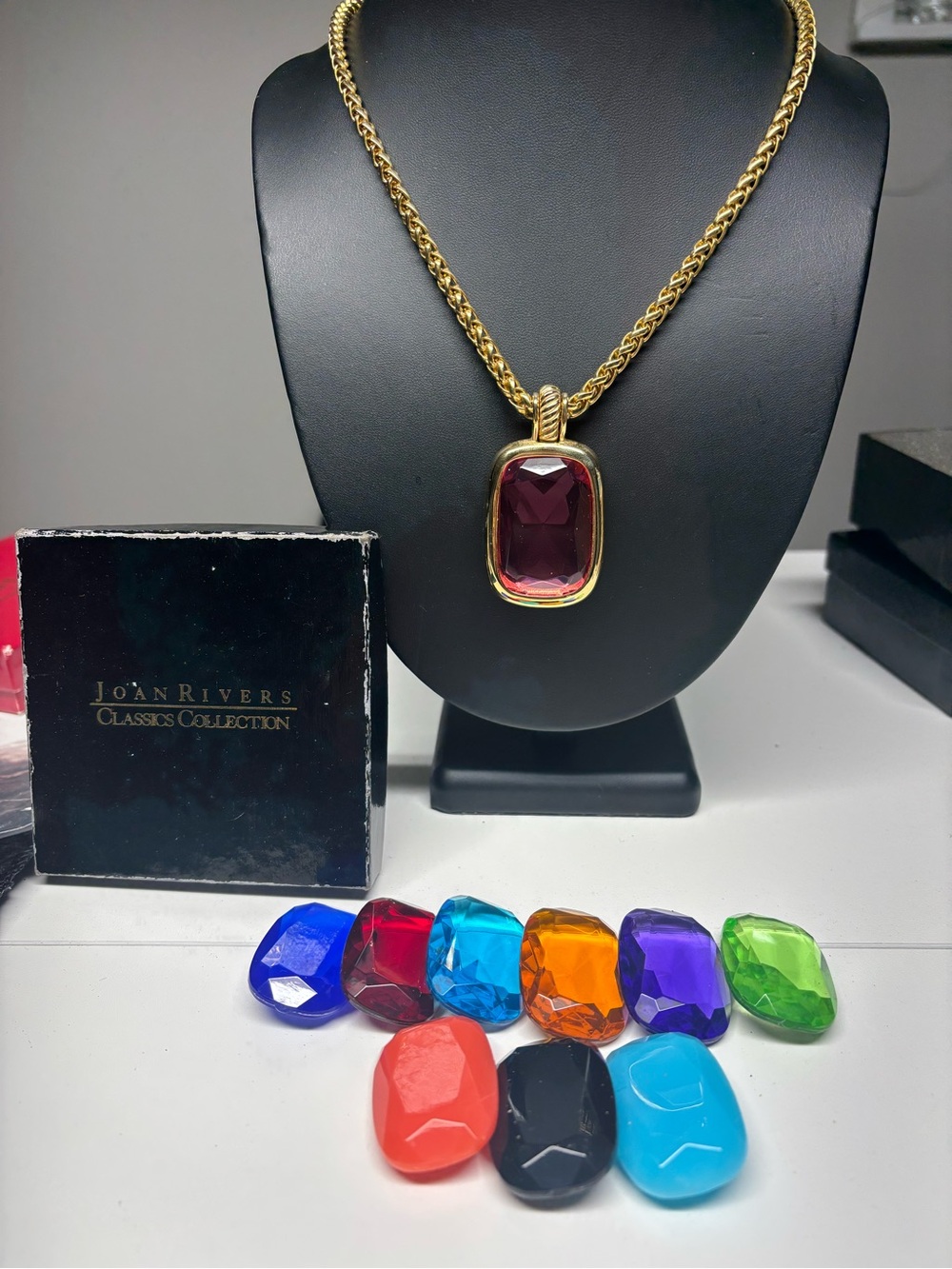 Joan Rivers Gold-Tone Pendant Necklace with Removable Deep Ruby Red Stone